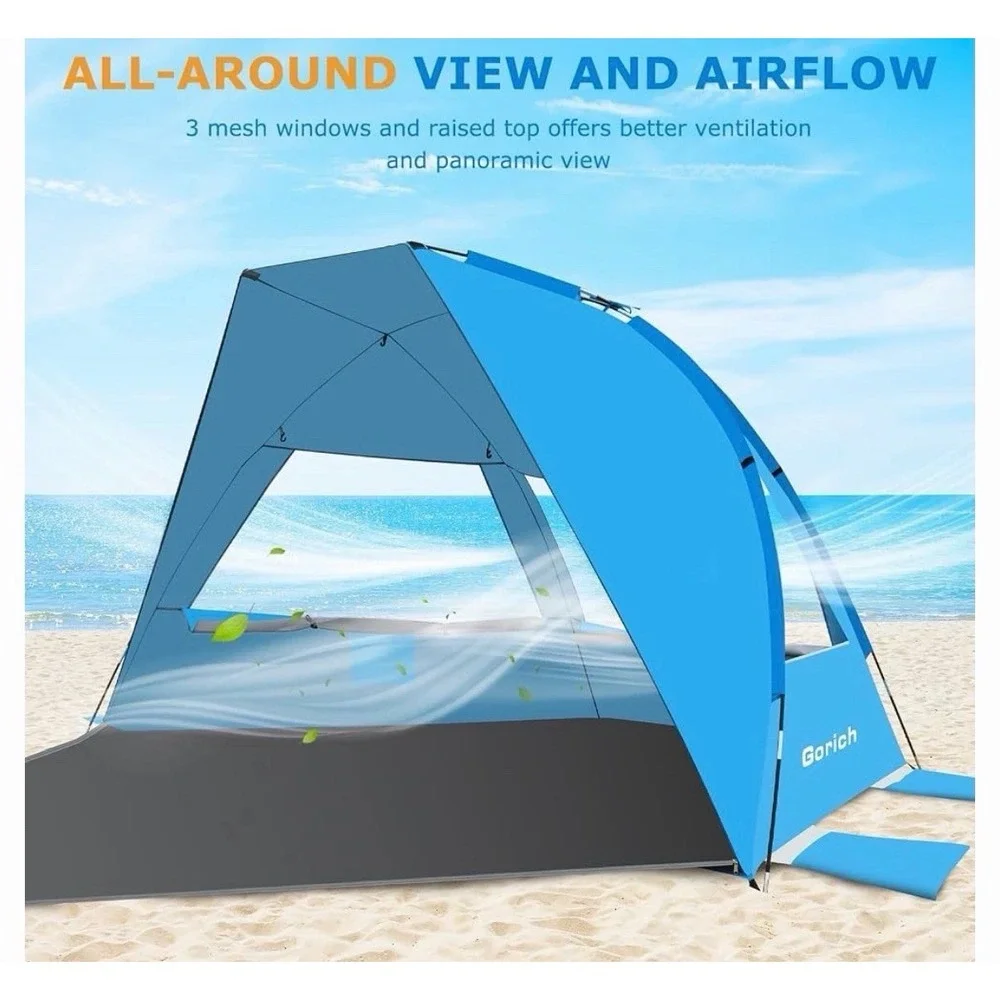 OutdoorMaster Beach Tent for 3/4 Person Easy Setup Sun Shade Shelter UPF 50+NEW